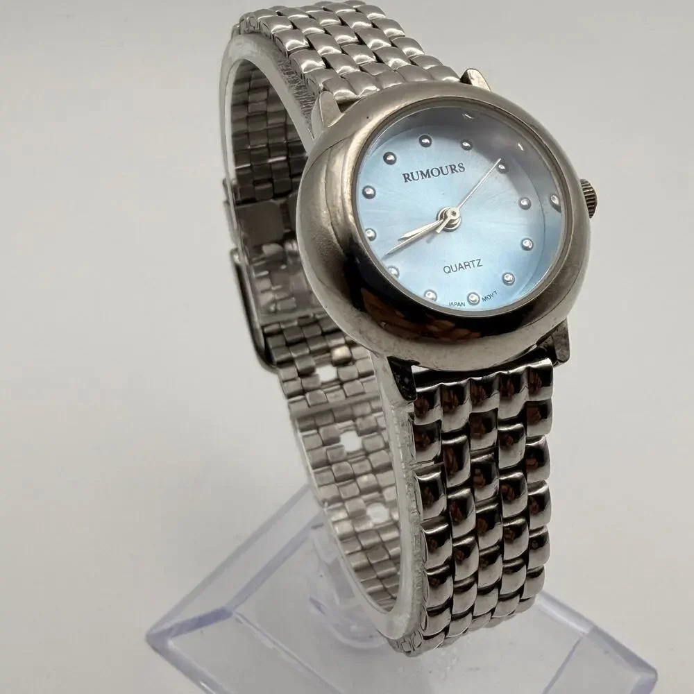 Elegant Rumours Quartz Womens Petite Silver-Tone Dress Watch Working New Battery